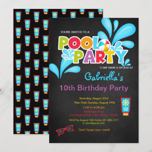 Come Make a Splash Pool Party Birthday Invitation