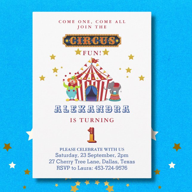 Come One Come All Big Top Circus 1st Birthday Invitation (Creator Uploaded)