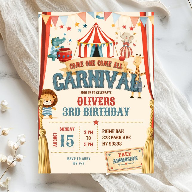 Come One Come All Carnival Birthday Invitation (Creator Uploaded)