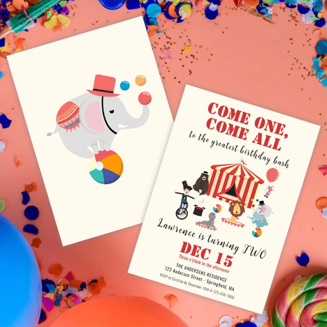 Come One Come All Modern Circus Carnival Birthday Invitation (Come One Come All Modern Circus Carnival Birthday Invitation)