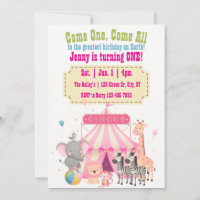 Come One Come All Pink 1st Circus Birthday