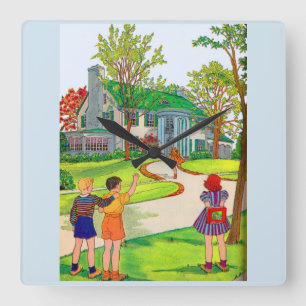 Come Out and Play Square Wall Clock