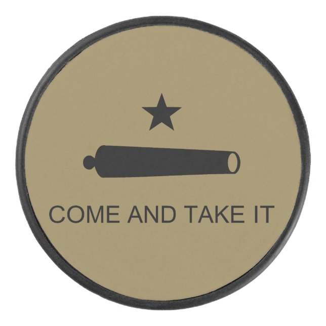 Come & Take It! Texas State battle Flag Hockey Puck (Front)