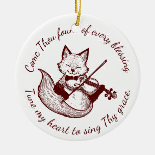 Come Thou Fount ~ Tune My Heart Copper Fox Ceramic Tree Decoration