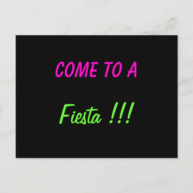 COME TO A FIESTA!!! - postcard invitation (Front)