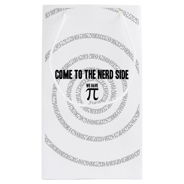 Come To The Nerd Side for Pi Typographic Small Gift Bag (Back)