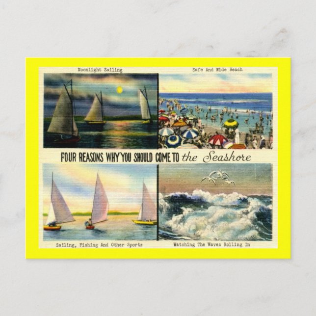 Come to the Seashore! Vintage Postcard (Front)