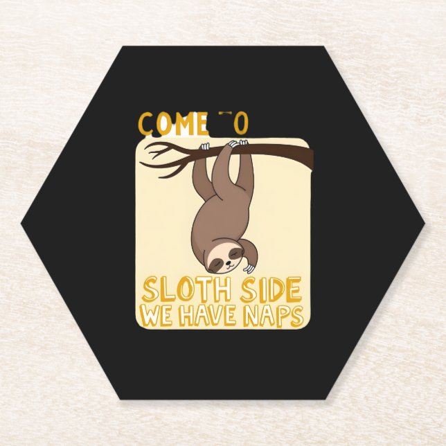 Come To The Sloth Side T-Shirt - Funny Sloth Pun ( Paper Coaster (Front)