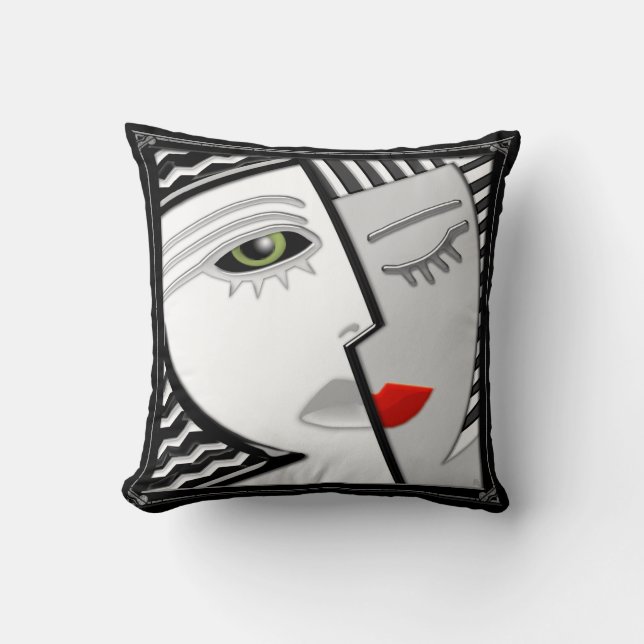 Come Together - Black, White and Red Cushion (Front)