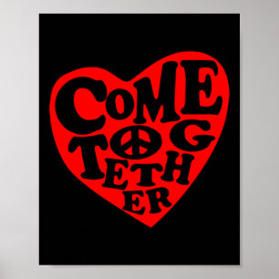 Come Together Peace Heart Sign Sticker