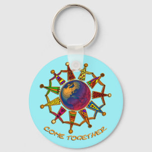Come Together People cyan Key Ring