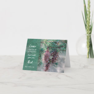 Come Unto Me Scripture Pine Tree Thank You Card
