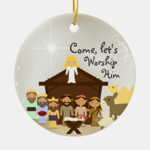 Come Worship Him Nativity Personalised Ceramic Tree Decoration