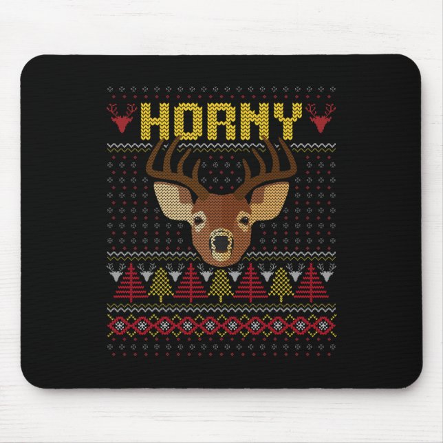Comedic Reindeer Funny Weird Christmas Design  Mouse Pad (Front)