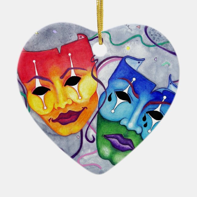 Comedy and Tragedy Ceramic Tree Decoration (Front)