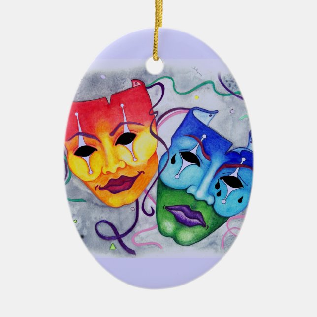 Comedy and Tragedy Ceramic Tree Decoration (Front)