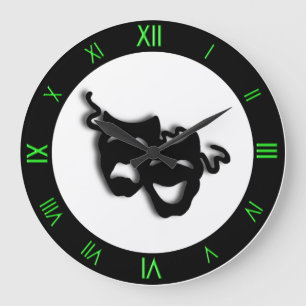 Comedy and Tragedy Cool Green Theatre Wall Clock
