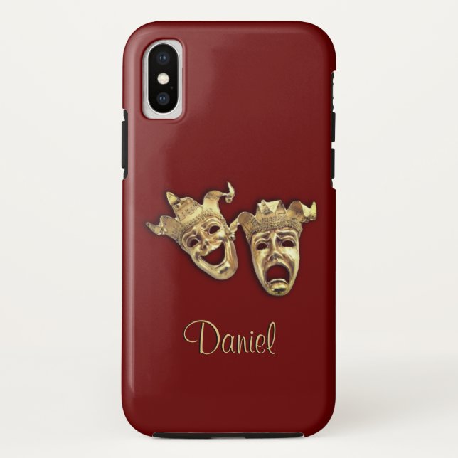 Comedy and Tragedy Maroon Theatre Case-Mate iPhone Case (Back)