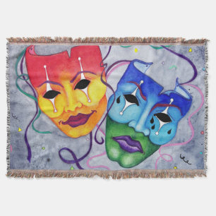 Comedy and Tragedy Masks Blanket