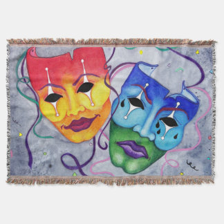 Comedy and Tragedy Masks Blanket