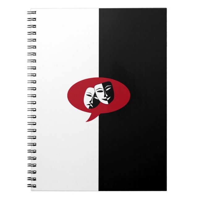 Comedy and Tragedy Masks Spiral Notebook (Front)