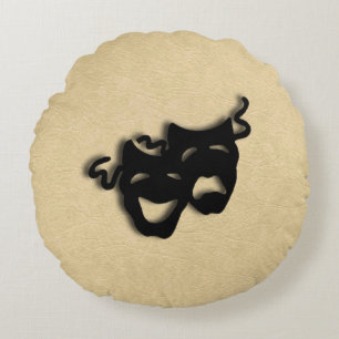 Comedy and Tragedy Masks Theatre Round Cushion