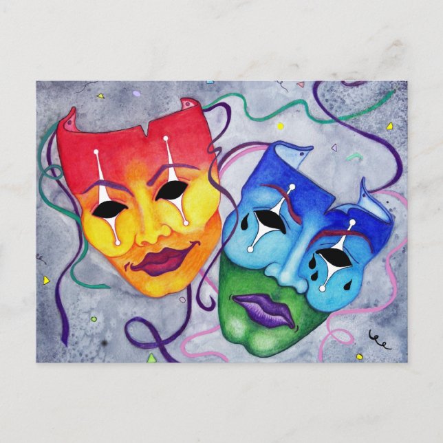 Comedy and Tragedy Postcard (Front)