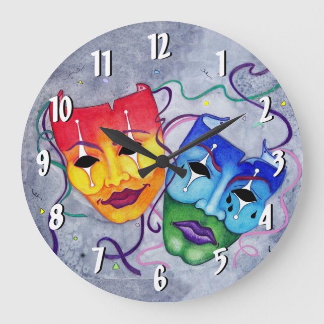 Comedy and Tragedy Round Wall Clock (Front)