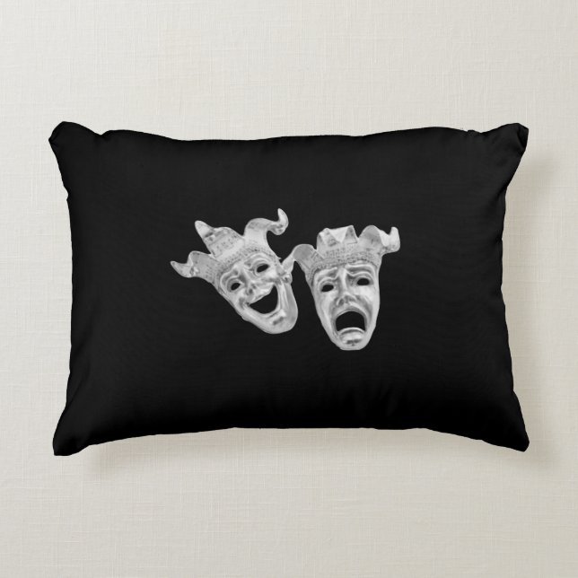Comedy and Tragedy Silver Theatre Decorative Cushion (Front)