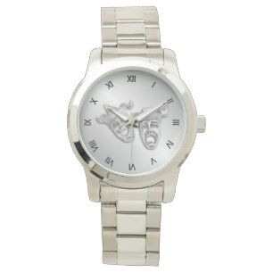 Comedy and Tragedy Silver Theatre Roman Numerals Watch