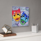 Comedy and Tragedy Square Wall Clock