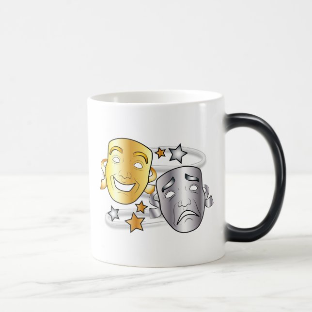 Comedy and Tragedy Stylised Drama Masks Magic Mug (Right)