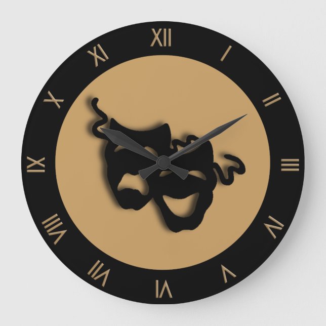 Comedy and Tragedy Tan Brown Theatre Wall Clock (Front)