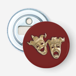 Comedy and Tragedy Theater Masks Maroon Bottle Opener