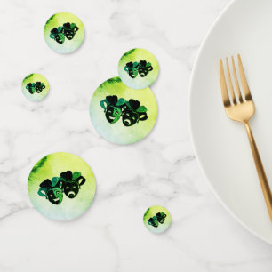 Comedy and Tragedy Theatre Design Green Confetti