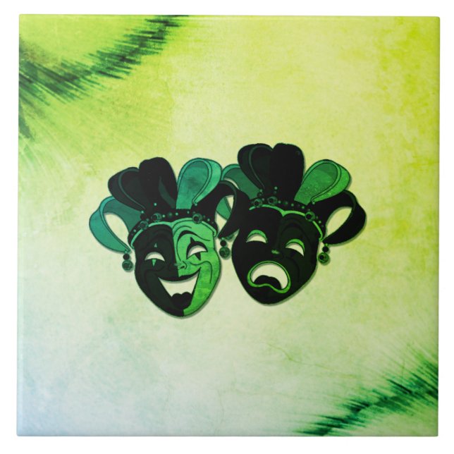  Comedy and Tragedy Theatre Design Green Tile (Front)
