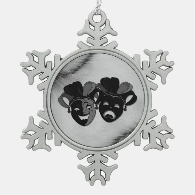 Comedy and Tragedy Theatre Design  Snowflake Pewter Christmas Ornament (Front)