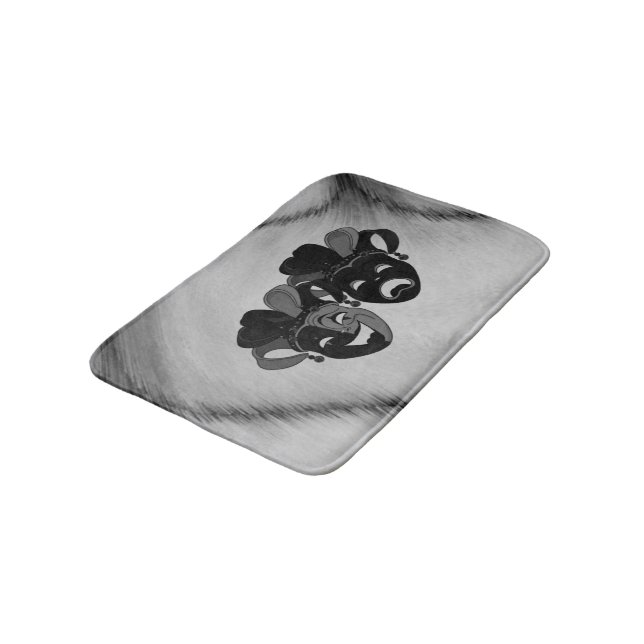 Comedy and Tragedy Theatre Jester Masks Silver Bath Mat (Angled)