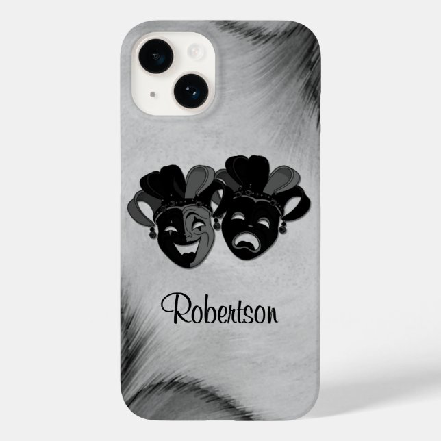 Comedy and Tragedy Theatre Jester Masks Silver Case-Mate iPhone Case (Back)