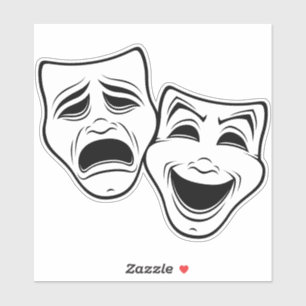 Comedy And Tragedy Theatre Masks Black Line