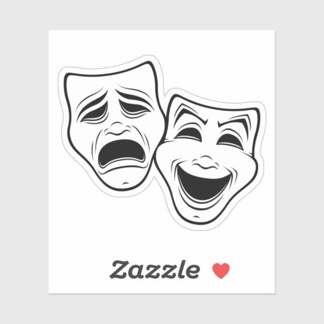 Comedy And Tragedy Theatre Masks Black Line (Sheet)