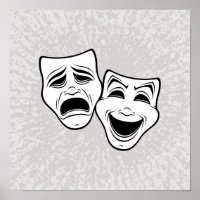 Comedy And Tragedy Theatre Masks Black Line