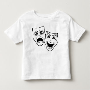 Comedy And Tragedy Theatre Masks Black Line Toddler T-Shirt
