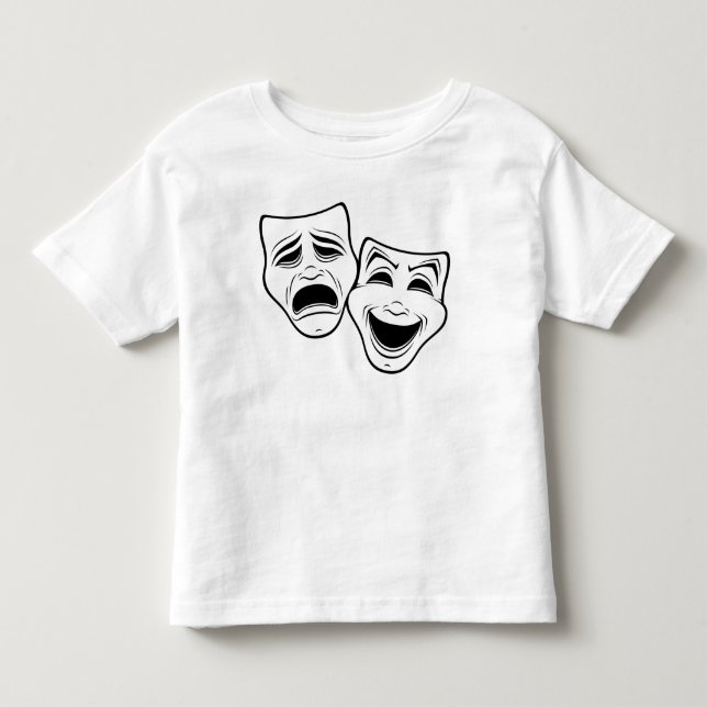 Comedy And Tragedy Theatre Masks Black Line Toddler T-Shirt (Front)