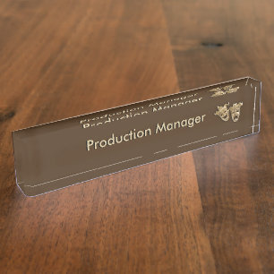 Comedy and Tragedy Theatre Masks Brown Nameplate
