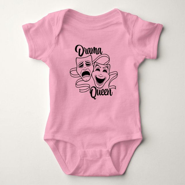 Comedy And Tragedy Theatre Masks Drama Queen Black Baby Bodysuit (Front)