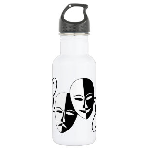 Comedy and Tragedy Theatre Masks/Faces 532 Ml Water Bottle