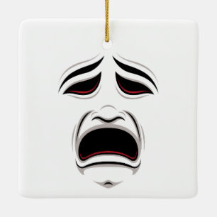 Comedy And Tragedy Theatre Masks Faces Ceramic Ornament