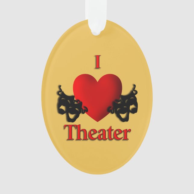 Comedy and Tragedy Theatre Masks Gold Ornament (Front)