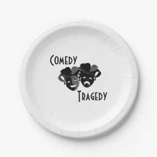 Comedy and Tragedy Theatre Masks Paper Plate